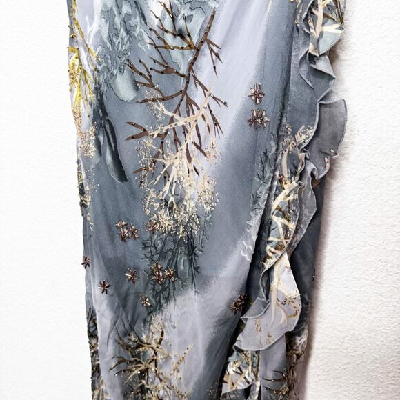 NWT Soulmates Y2K Vintage Silk Beaded Forest Fairy Ruffle Ethereal Dress - Picture 6 of 15